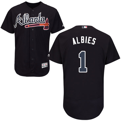 Personalized Braves #1 Ozzie Albies Navy Blue Flexbase Authentic Collection Stitched Baseball Jersey