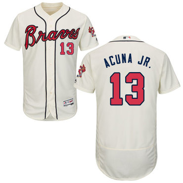 Personalized Braves #13 Ronald Acuna Jr. Cream Flexbase Authentic Collection Stitched Baseball Jersey