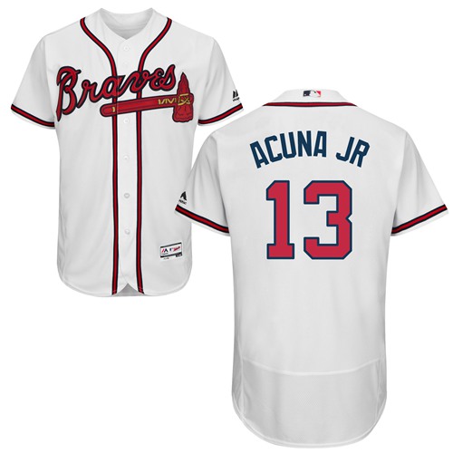 Personalized Braves #13 Ronald Acuna Jr. White Flexbase Authentic Collection Stitched Baseball Jersey