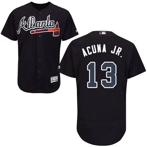 Personalized Braves #13 Ronald Acuna Jr. Navy Blue Flexbase Authentic Collection Stitched Baseball Jersey