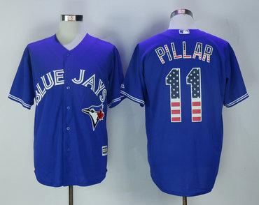 Personalized Blue Jays 11 Kevin Pillar Royal USA Flag Cool Base Jersey