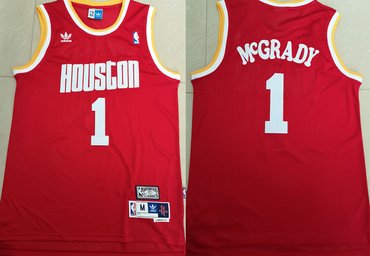 Personalized Rockets 1 Tracy McGrady Red Hardwood Classics Jersey