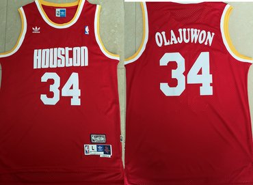Personalized Rockets 34 Hakeem Olajuwon Red Hardwood Classics Jersey