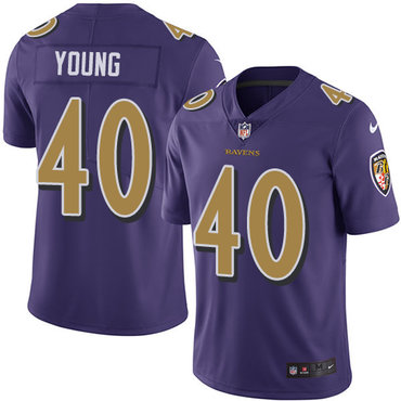 Personalized Ravens #40 Kenny Young Purple Men’s Stitched NFL Limited Rush Jersey