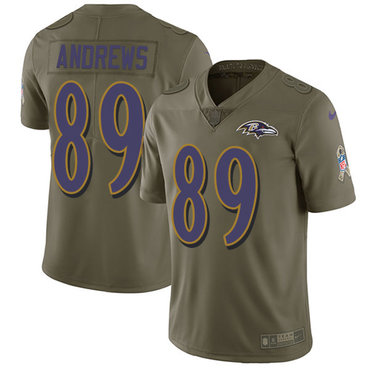 Personalized Ravens #89 Mark Andrews Olive Men’s Stitched NFL Limited 2017 Salute To Service Jersey