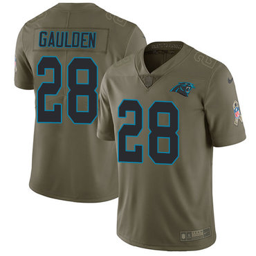 Personalized Panthers #28 Rashaan Gaulden Olive Men’s Stitched NFL Limited 2017 Salute To Service Jersey