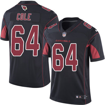 Personalized Cardinals #64 Mason Cole Black Men’s Stitched NFL Limited Rush Jersey