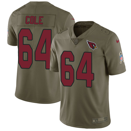 Personalized Cardinals #64 Mason Cole Olive Men’s Stitched NFL Limited 2017 Salute to Service Jersey