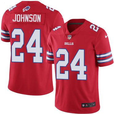 Personalized Bills #24 Taron Johnson Red Men’s Stitched NFL Limited Rush Jersey