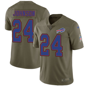 Personalized Bills #24 Taron Johnson Olive Men’s Stitched NFL Limited 2017 Salute To Service Jersey