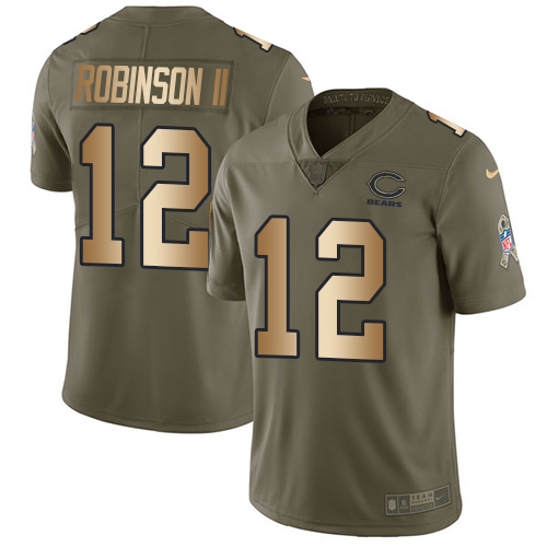 Personalized Bears #12 Allen Robinson II Olive Gold Men’s Stitched NFL Limited 2017 Salute To Service Jersey