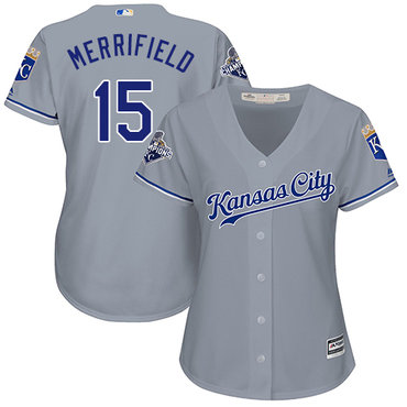 Personalized Royals #15 Whit Merrifield Grey Road Women’s Stitched Baseball Jersey