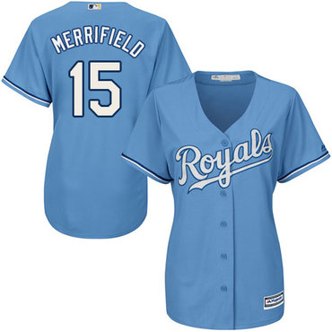 Personalized Royals #15 Whit Merrifield Light Blue Alternate Women’s Stitched Baseball Jersey