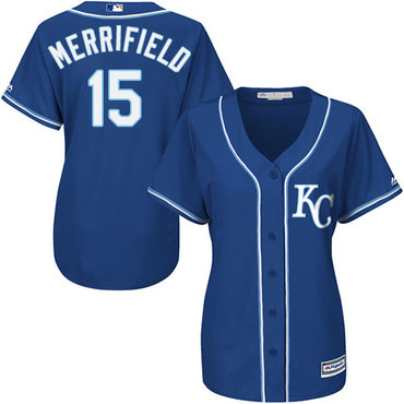 Personalized Royals #15 Whit Merrifield Royal Blue Alternate Women’s Stitched Baseball Jersey