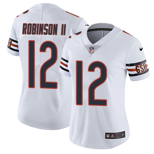 Personalized Bears #12 Allen Robinson II White Women’s Stitched NFL Untouchable Limited Jersey