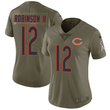 Personalized Bears #12 Allen Robinson II Olive Women’s Stitched NFL Limited 2017 Salute to Service Jersey
