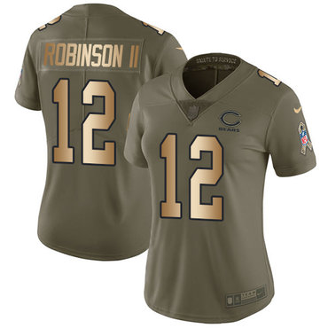 Personalized Bears #12 Allen Robinson II Olive Gold Women’s Stitched NFL Limited 2017 Salute to Service Jersey