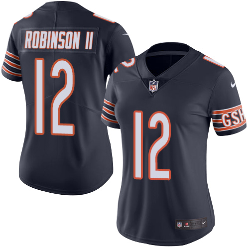Personalized Bears #12 Allen Robinson II Navy Blue Team Color Women’s Stitched NFL Untouchable Limited Jersey