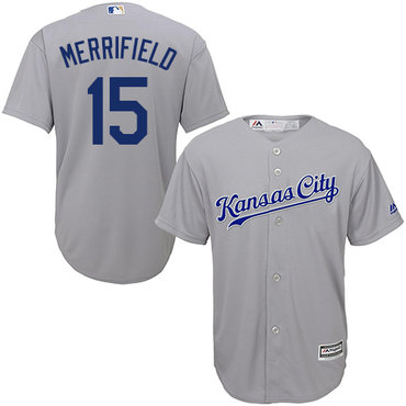 Personalized Royals #15 Whit Merrifield Grey Cool Base Stitched Youth Baseball Jersey
