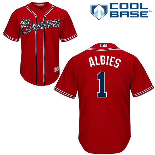 Personalized Braves #1 Ozzie Albies Red Cool Base Stitched Youth Baseball Jersey