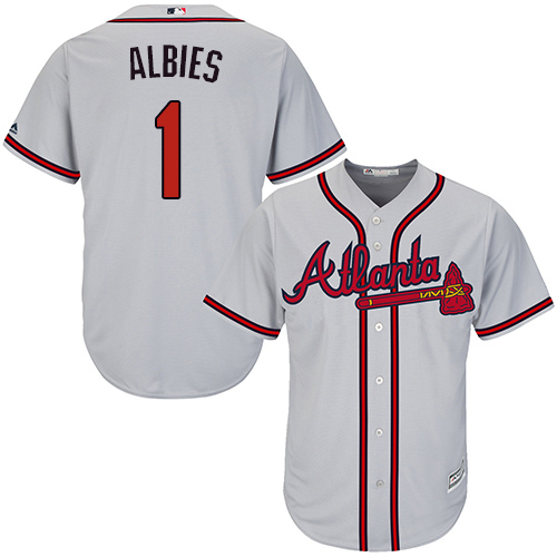 Personalized Braves #1 Ozzie Albies Grey Cool Base Stitched Youth Baseball Jersey