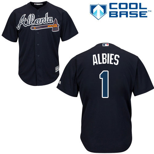 Personalized Braves #1 Ozzie Albies Navy Blue Cool Base Stitched Youth Baseball Jersey