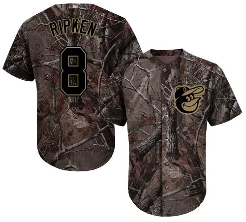 Personalized Orioles #8 Cal Ripken Camo Realtree Collection Cool Base Stitched Baseball Jersey