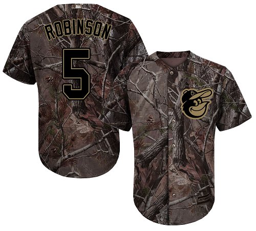 Personalized Orioles #5 Brooks Robinson Camo Realtree Collection Cool Base Stitched Baseball Jersey