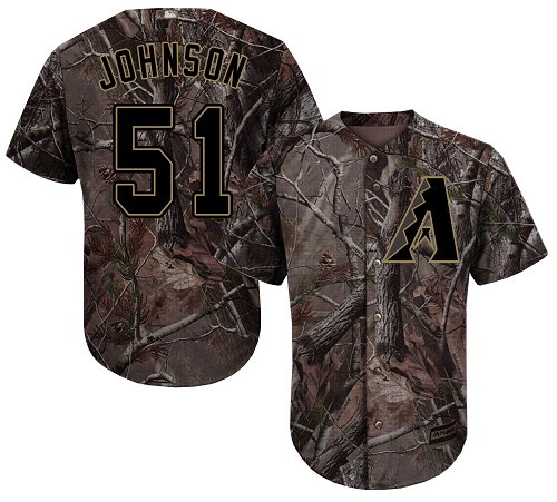 Personalized Diamondbacks #51 Randy Johnson Camo Realtree Collection Cool Base Stitched Baseball Jersey