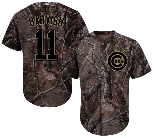 Personalized Cubs #11 Yu Darvish Camo Realtree Collection Cool Base Stitched Baseball Jersey