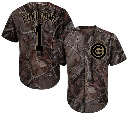 Personalized Cubs #1 Kosuke Fukudome Camo Realtree Collection Cool Base Stitched Baseball Jersey