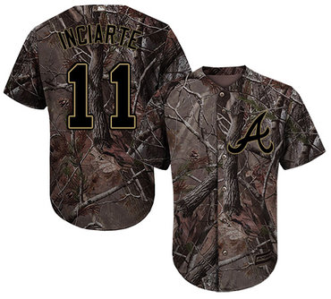 Personalized Braves #11 Ender Inciarte Camo Realtree Collection Cool Base Stitched Baseball Jersey