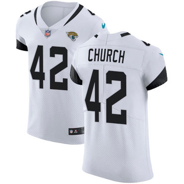 Personalized Jaguars #42 Barry Church White Men’s Stitched NFL Untouchable Elite Jersey