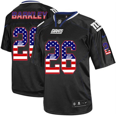 Personalized Giants #26 Saquon Barkley Black Men’s Stitched NFL Elite USA Flag Fashion Jersey