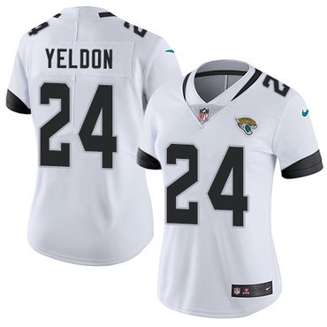Personalized Jaguars #24 T.J. Yeldon White Women’s Stitched NFL Untouchable Limited Jersey
