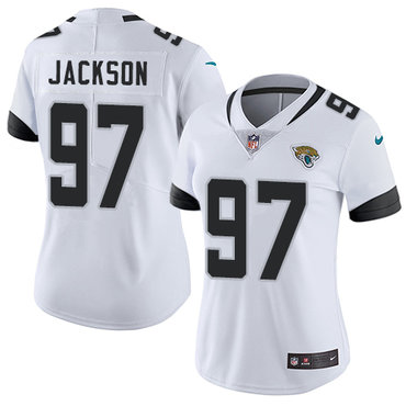 Personalized Jaguars #97 Malik Jackson White Women’s Stitched NFL Untouchable Limited Jersey