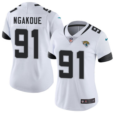 Personalized Jaguars #91 Yannick Ngakoue White Women’s Stitched NFL Untouchable Limited Jersey