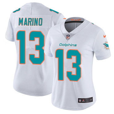 Personalized Dolphins #13 Dan Marino White Women’s Stitched NFL Untouchable Limited Jersey