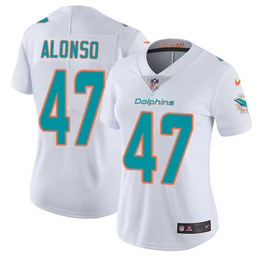 Personalized Dolphins #47 Kiko Alonso White Women’s Stitched NFL Untouchable Limited Jersey
