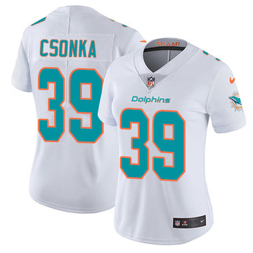 Personalized Dolphins #39 Larry Csonka White Women’s Stitched NFL Untouchable Limited Jersey