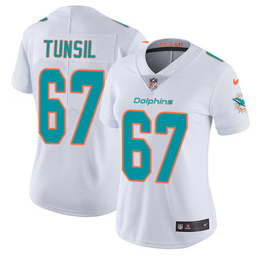 Personalized Dolphins #67 Laremy Tunsil White Women’s Stitched NFL Untouchable Limited Jersey