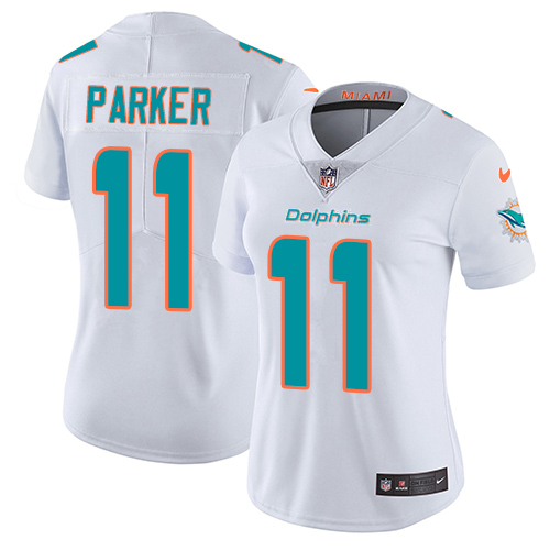 Personalized Dolphins #11 DeVante Parker White Women’s Stitched NFL Untouchable Limited Jersey