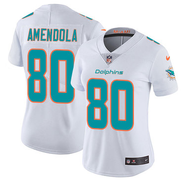 Personalized Dolphins #80 Danny Amendola White Women’s Stitched NFL Untouchable Limited Jersey