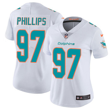 Personalized Dolphins #97 Jordan Phillips White Women’s Stitched NFL Untouchable Limited Jersey