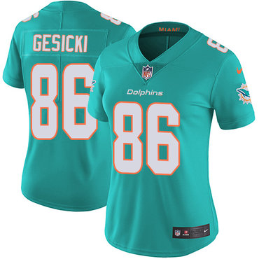 Personalized Dolphins #86 Mike Gesicki Aqua Green Team Color Women’s Stitched NFL Untouchable Limited Jersey