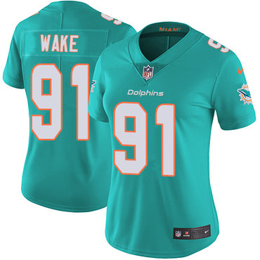 Personalized Dolphins #91 Cameron Wake Aqua Green Team Color Women’s Stitched NFL Untouchable Limited Jersey
