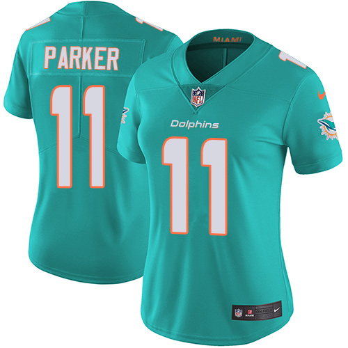 Personalized Dolphins #11 DeVante Parker Aqua Green Team Color Women’s Stitched NFL Untouchable Limited Jersey