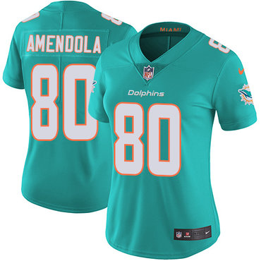 Personalized Dolphins #80 Danny Amendola Aqua Green Team Color Women’s Stitched NFL Untouchable Limited Jersey