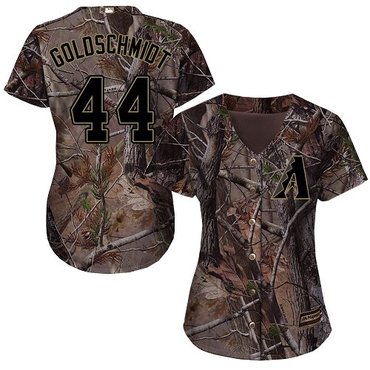 Personalized Diamondbacks #44 Paul Goldschmidt Camo Realtree Collection Cool Base Women’s Stitched Baseball Jersey
