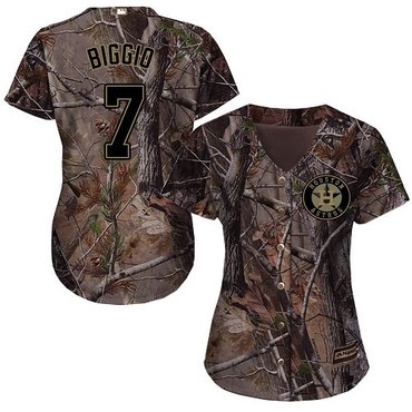 Personalized Astros #7 Craig Biggio Camo Realtree Collection Cool Base Women’s Stitched Baseball Jersey